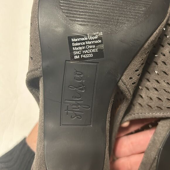 STYLE & CO Haddiee Gray Ankle Booties Shooties Microsuede Perforated Cut Out - Picture 5 of 11